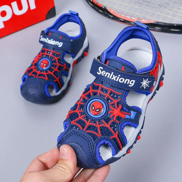 Kindersandalen Heren Zomersandalen Studenten Open Peep Toe Cartoon Strand Antislip Zachte Zool Zwart Blauwe Schoenen Maat 26-35