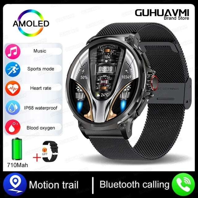2025 GPS Track Smart Watch 1.85-Inch Ultra HD AMOLED Screen 710MAH Battery Bluetooth Call Smartwatch For Men - Compatible with HUAWEI & Xiaomi IOS