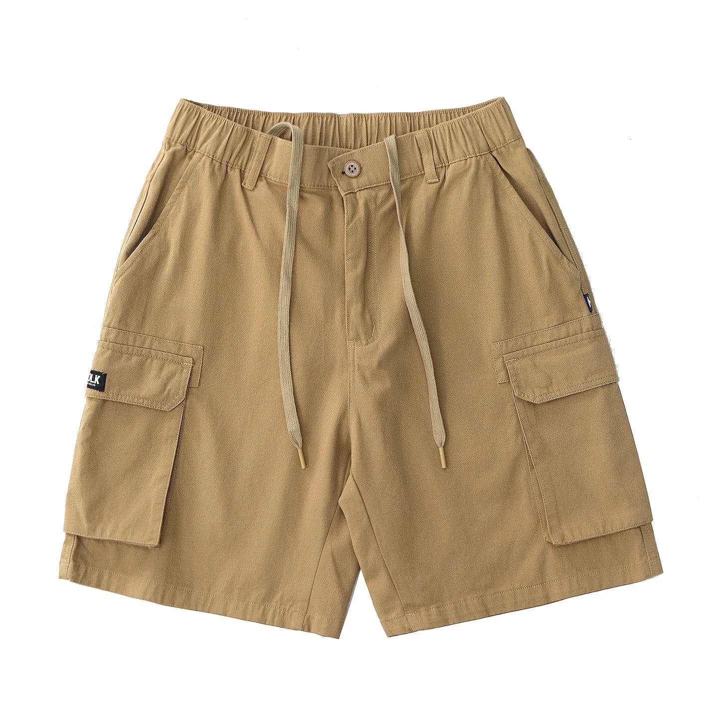 2025 Zomer Nieuwe Amerikaanse Retro Geweven Cargo Shorts Heren 100% Katoen Elastische Taille Trekkoord Casual Losse Rechte 5-punts Broek