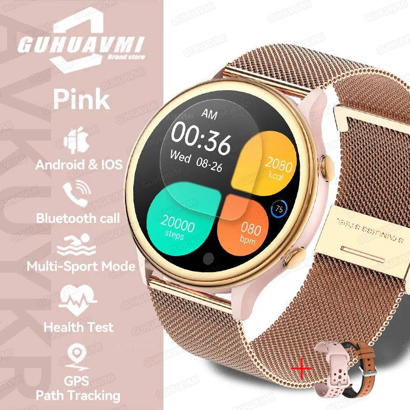 2025 Mini Smart Watch Dames 1,27-inch 360*360 AMOLED HD-scherm IP68 Waterdicht Hartslag Bloedzuurstof Smartwatch - Compatibel met HUAWEI IOS