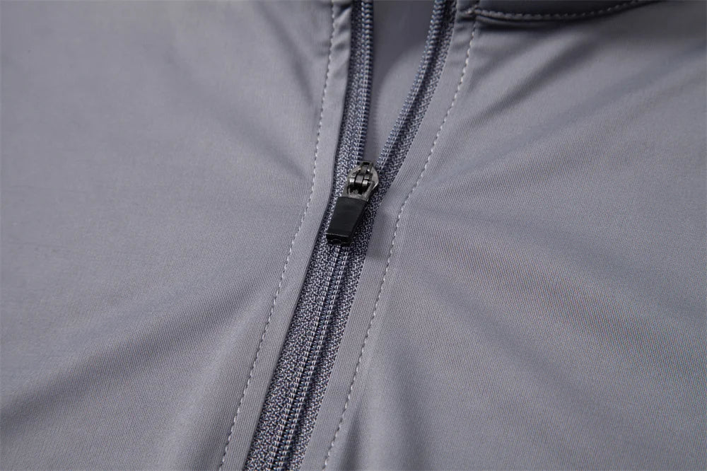 Men's UPF100+ Sun Protection Long Sleeve Shirt Solid Colour Zipper Outdoor Shirts Stand Collar Quick Dry T-Shirts