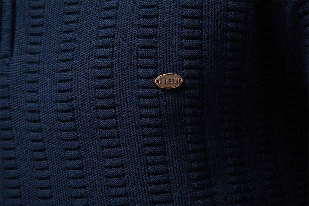 Men's Luxury Striped Pullover Style Cotton Knitwear Thickened Warm Crew Neck Winter Social Male Sweater