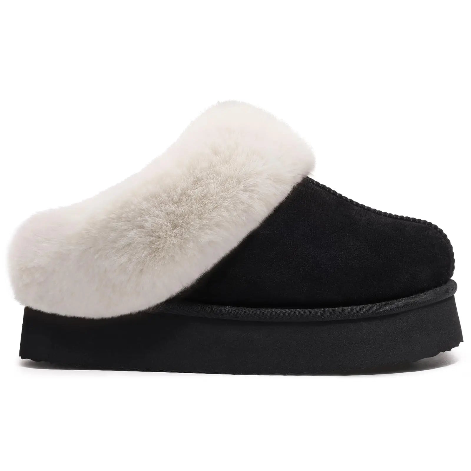 Women's Fashion Fur Winter Slippers With Thick Sole Fluffy Fuzzy Slippers and Anti-Slip Platform Slides Plush Shoes