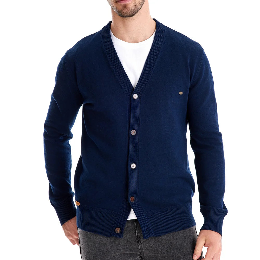 Men's Autumn Cotton Cardigan Sweater Casual Single Breasted Solid Colour High Quality Cotton Sweater For Men