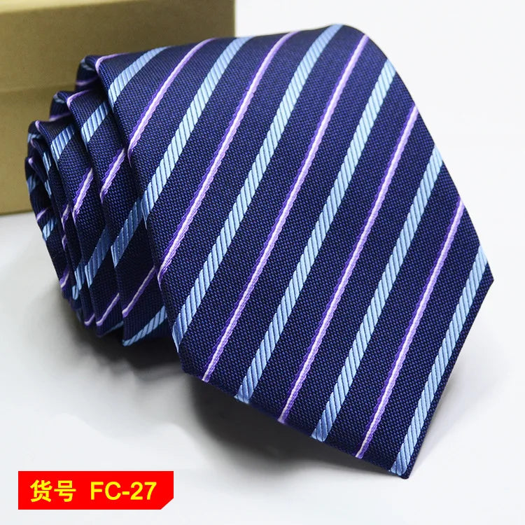 Men's Solid Color Stripe Floral Jacquard Necktie 7-8cm Width Fashionable Daily Wear Cravat for Wedding Party Gift