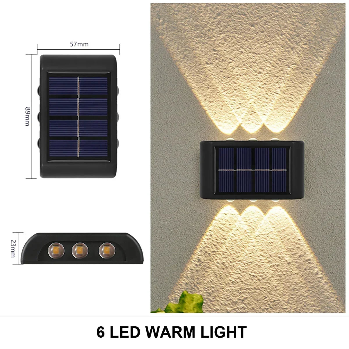 Buitenzonne-LED-wandlampen, waterdichte LED-zonnelamp, op- en neergaande lichtgevende verlichting voor tuin, balkon, tuin, straatdecoratielampen