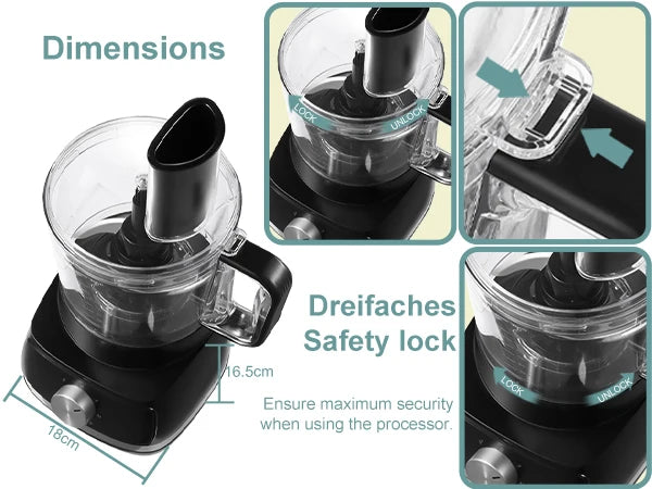 8 in 1 2L Capaciteit 800W met Kan Thuis Keukenmachine Hakmolen Mixer Elektrische Blender Sapcentrifuge