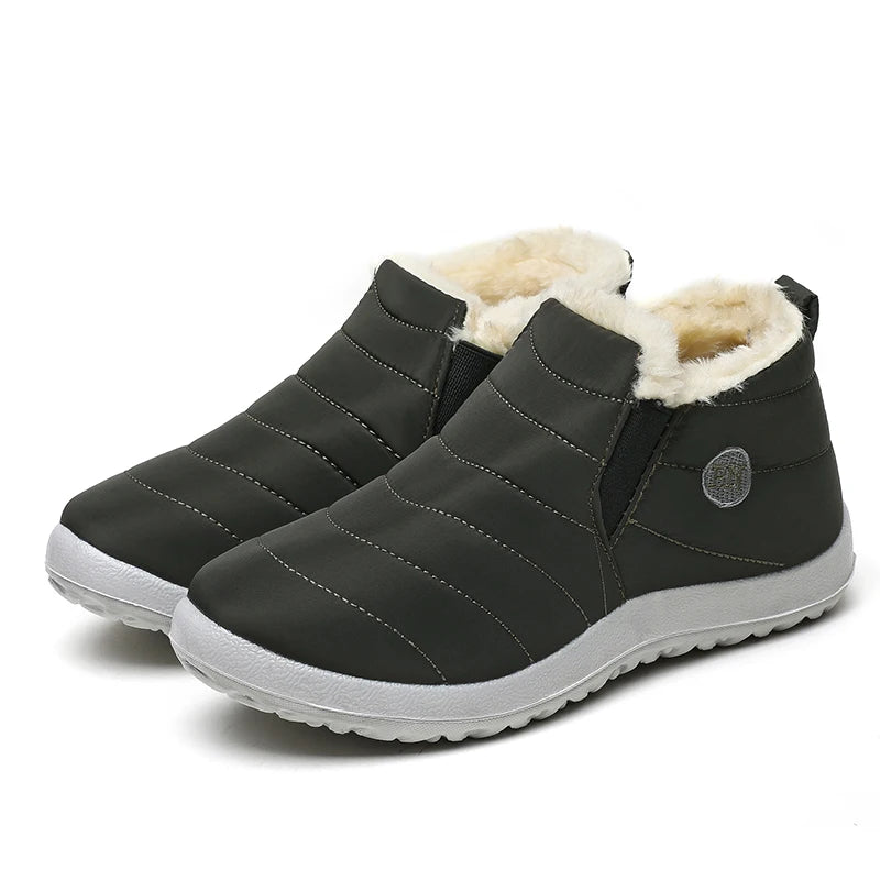 Winter Women Flats Warm Fur Black Ladies Shoes Round Toe Waterproof Shoes Sneakers Women Flat Zapatos De Mujer Shoes Woman