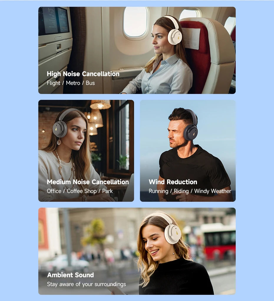 Edifier H9 Active Noise Cancelling Wireless Headphones Bluetooth 5.4 Headset Hi-Res Audio 75H Battery Life Foldable Design