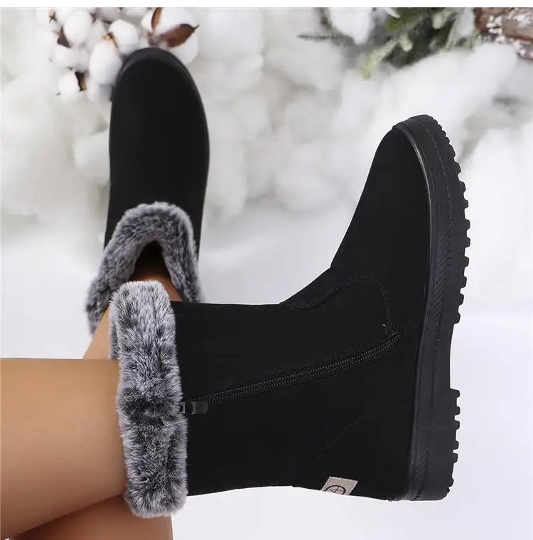 Winterlaarzen voor dames 2025 Trendschoenen Dames Platform Damesschoenen Platte Halfhoge Laarzen Platform Winterlaarzen voor dames Botas Mujer