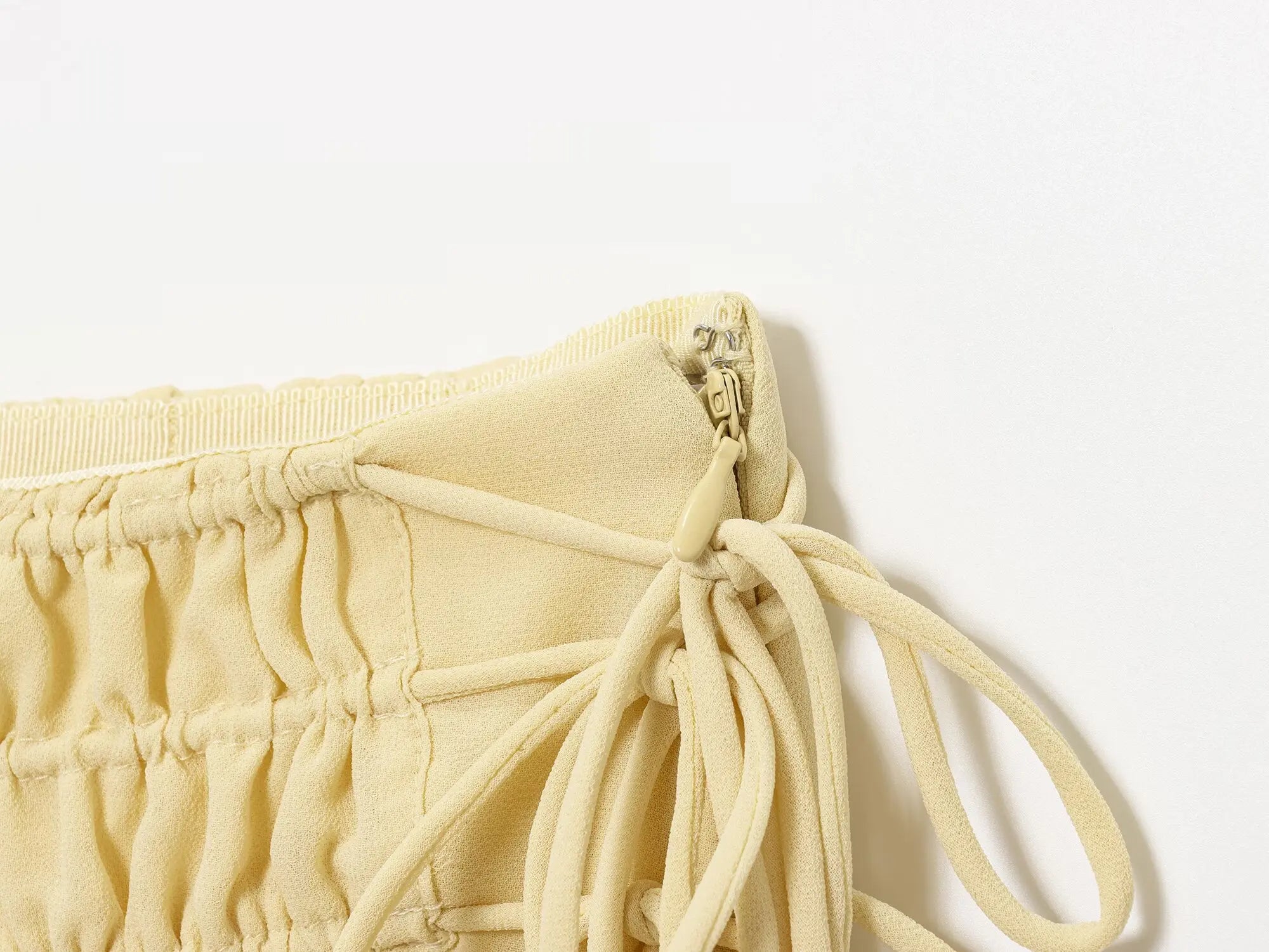 Elegant Yellow Chiffon Midi Skirt High Waist Drawstring Loose Fit Women's Summer Holiday Fashion A-Line Skirts