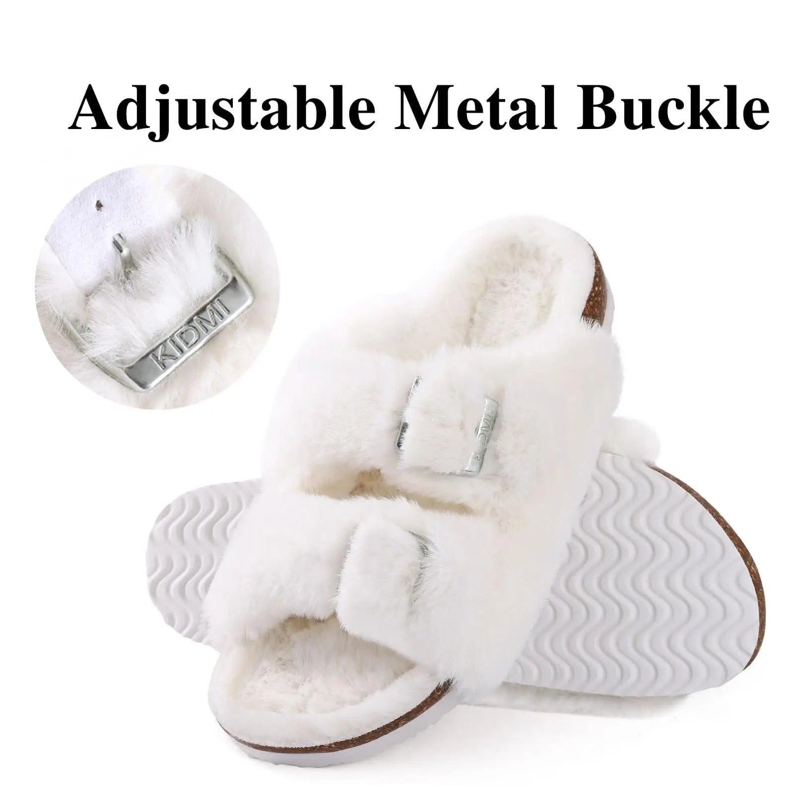 Women's Winter Warm Leisure Slippers Non-Slip Outdoor Slides Cork Insole Cosy Slip-On With Arch Support Suitable As Ladies' Sandals