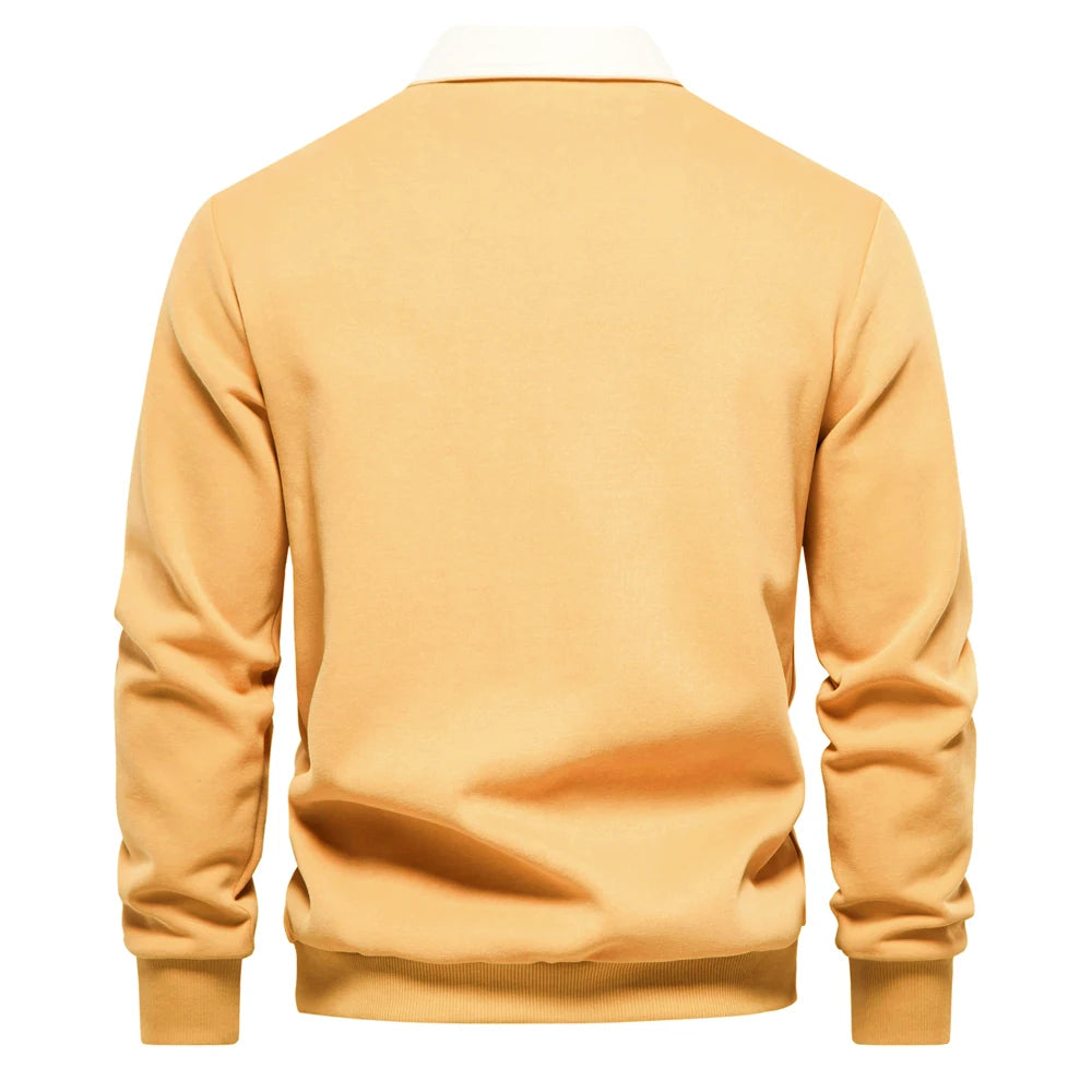 Autumn Fashion Design Polo Neck Sweatshirts For Men Casual and Social Wear Quality Cotton Sweatshirts
