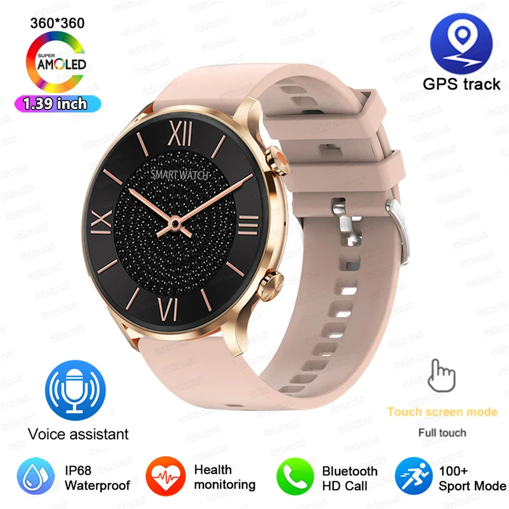 2025 New Smartwatch Women AMOLED HD Screen Always On Display Bluetooth Call IP68 Waterproof GPS Smart Men Watch - Compatible with Android IOS