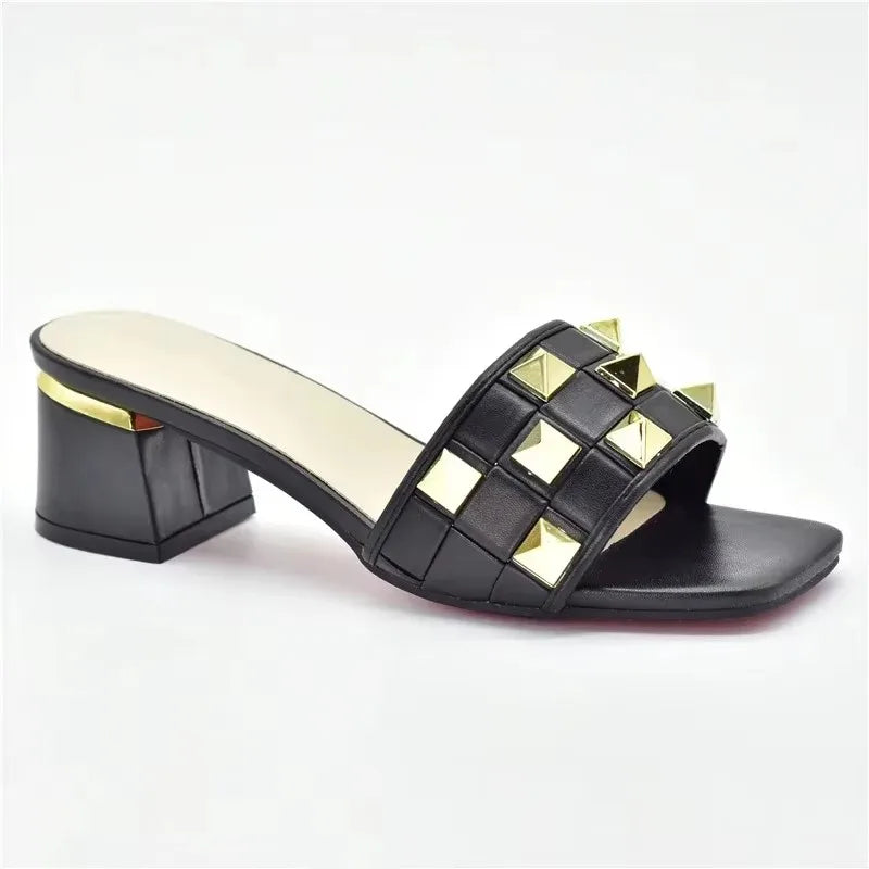 Italian Party Shoes Decorated with Big Rhinestone Women's Shoes Sexy Ladies' Open Toe Designed Pumps