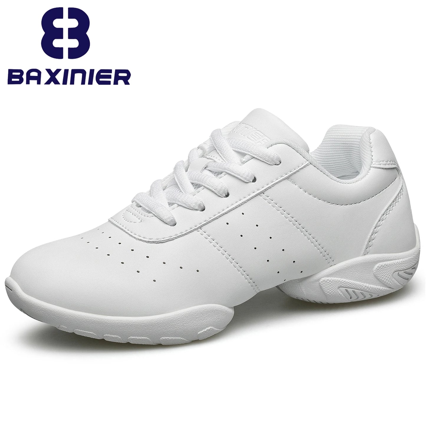 Girls White Dance Shoes Jazz Sneakers Youth Cheerleading Shoes Athletic Training Tennis Kids Competitive Aerobics Shoes