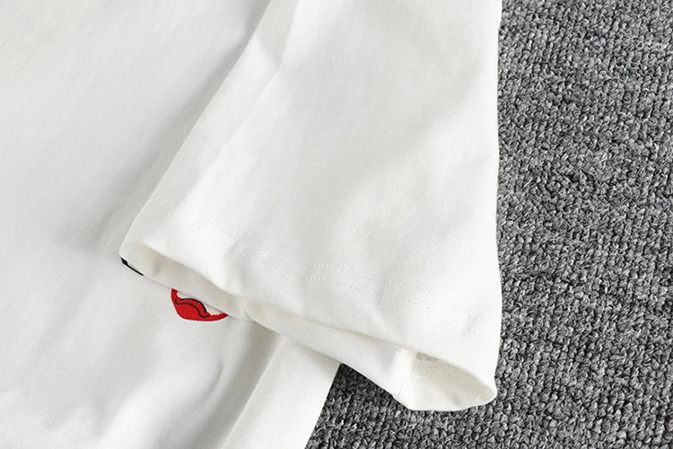 Summer New American Retro Short Sleeve O-neck Face Makeup Printed T-shirt Men's Fashion 100% Cotton Washed Youth Casual Tops