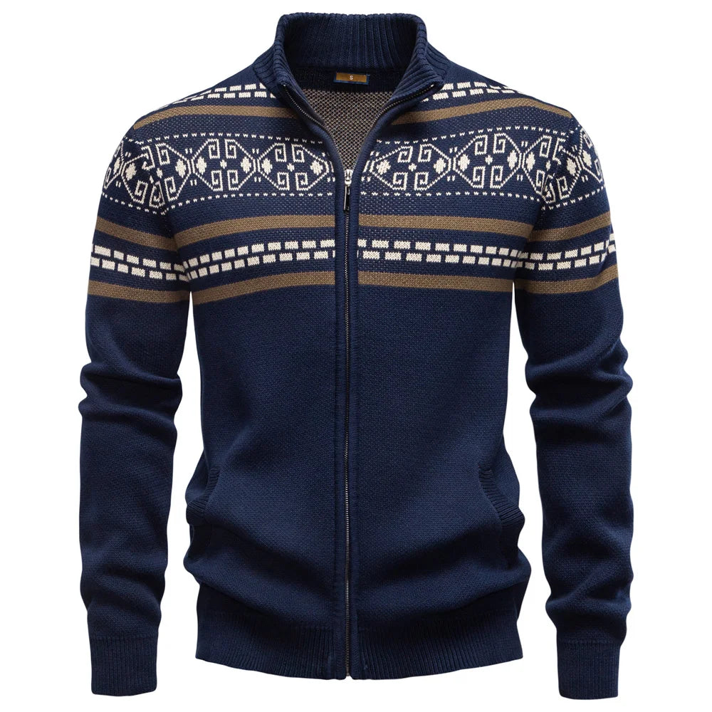 Men's Autumn High Quality Stand Collar Jacket Warm Winter Cotton Coat for Men Ethnic Patterns Casual Male Outerwear