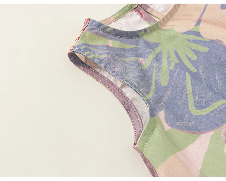 New Summer Girls Printing Dress Kids Cute Sleeveless Multi-Colour Dress Children Loose Thin Clothes 1-7T Girls