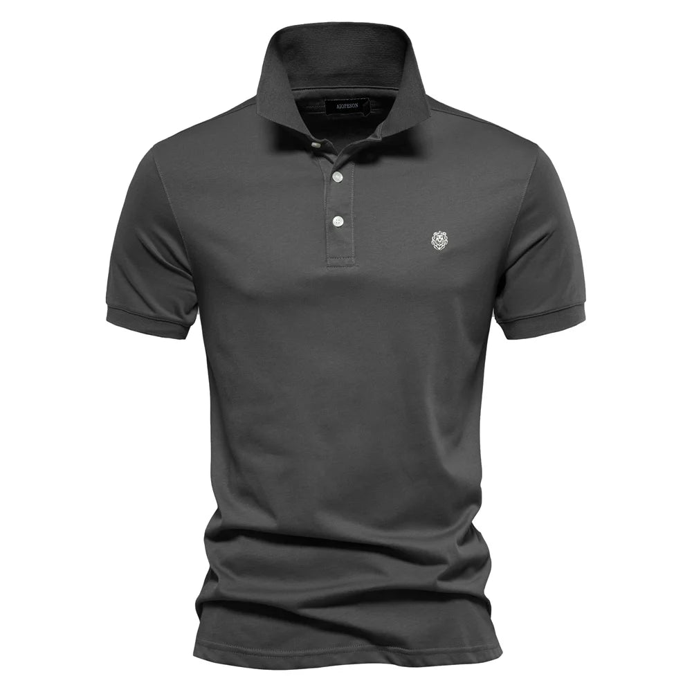 100% Cotton Embroidery Men's Polo Shirts Solid Colour Short Sleeve Polo Shirts Summer Social Polos For Men