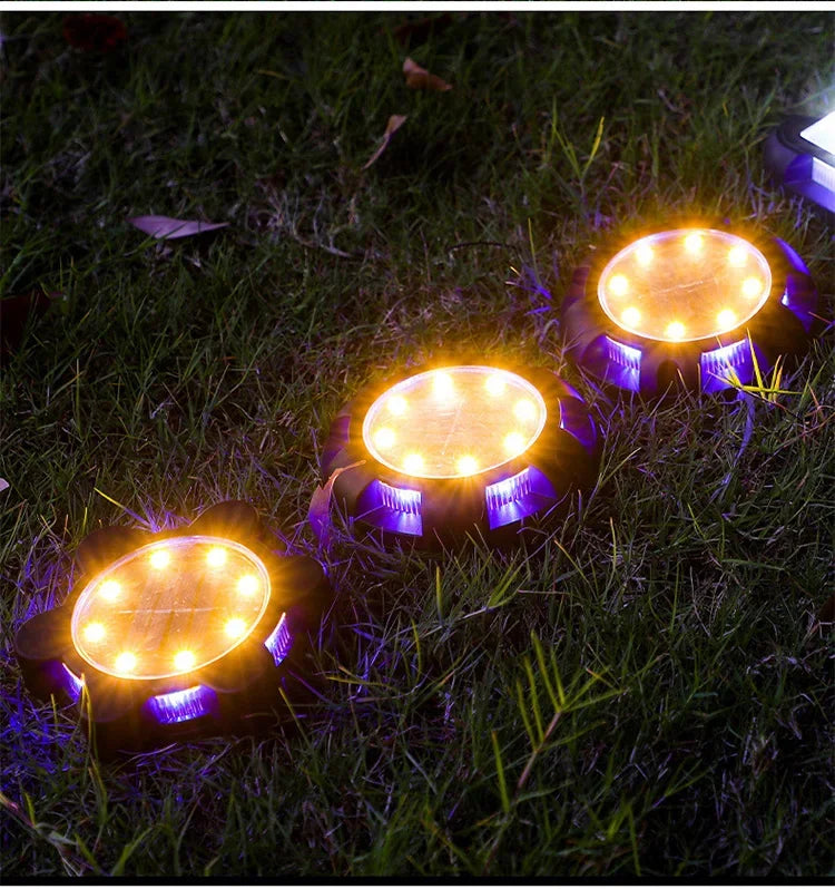12LED Solar Underground Light Circular Outdoor Garden Solar Underground Light Deck Light Buried Solar Light Garden Decoration