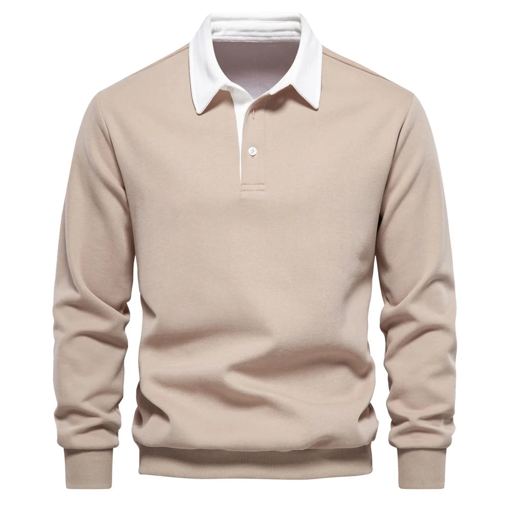 Autumn Fashion Design Polo Neck Sweatshirts For Men Casual and Social Wear Quality Cotton Sweatshirts