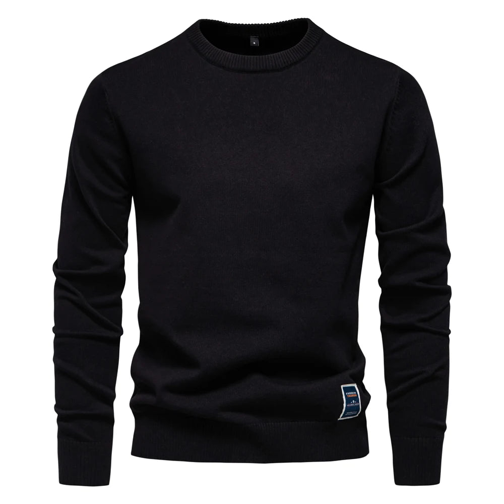 Men's Solid Cotton Crew Neck Knitted Pullover Sweaters Casual Fashion Classic Sweater for Men