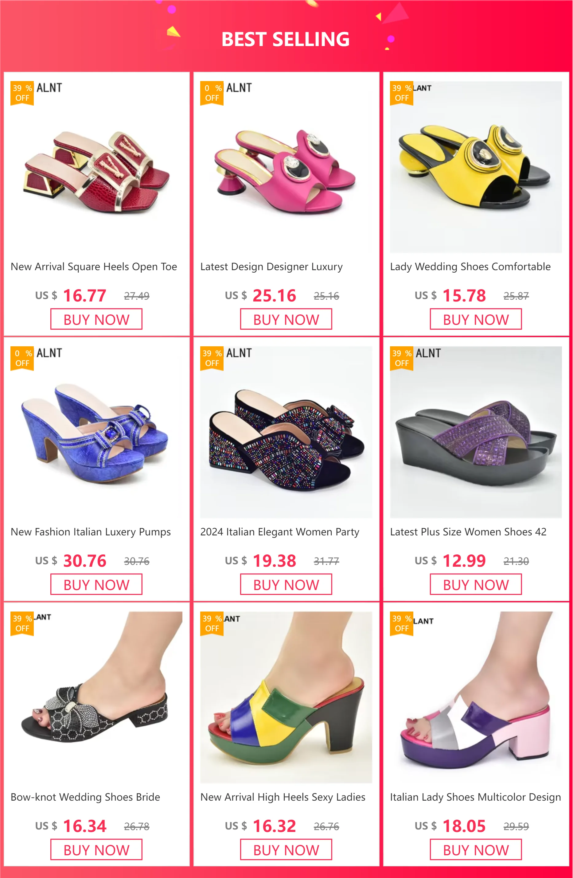 Women's Luxury Rhinestone Crystal Pumps 2024 New Fashion Slippers Sandals Party Low Heels Elegant Italian Women Shoes