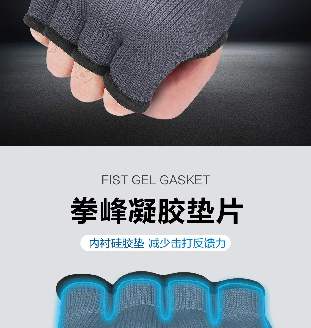 Gel Boxing Hand Wrap Gloves – Adjustable Half Finger MMA & Boxing Wrist Support Gloves with Long Strap Protective Training Gear