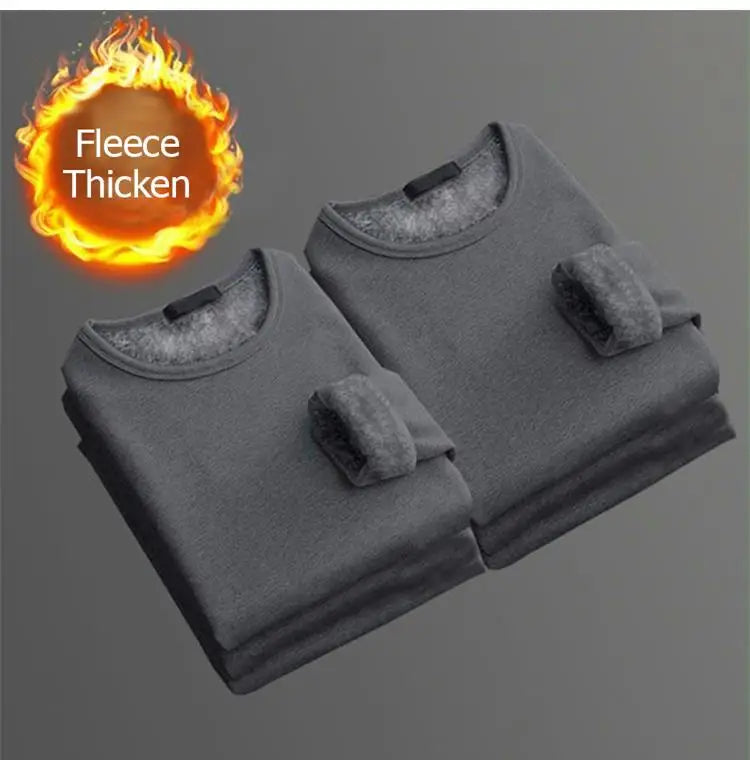 1 STUKS Heren Winter Thermisch Ondergoed met Lange Mouwen Plus Fluwelen Gewatteerd T-shirt Slanke Effen Kleur O-hals Onderkant Shirt