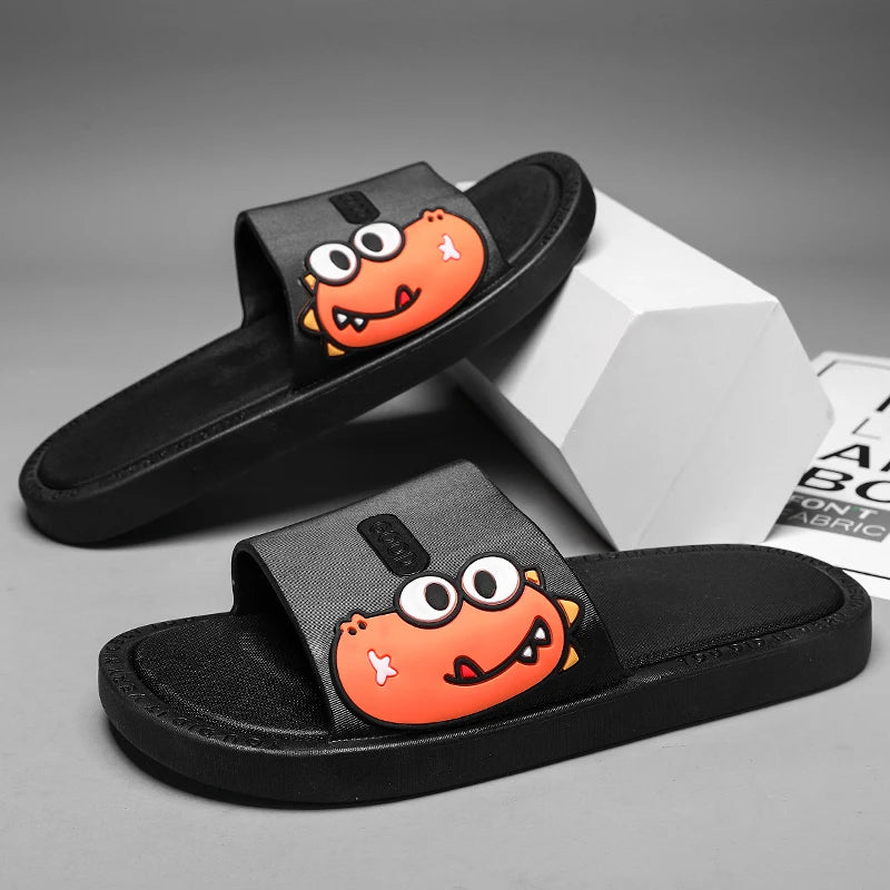 New Style Men Cartoon Pattern Walking Casual Slippers Home House Indoor Casual Sandals Youth Water Slides
