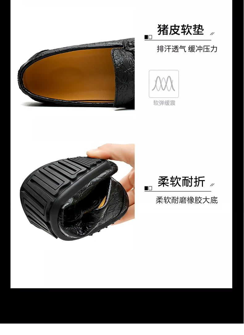 Fashionable Men Business Formal Shoes Slip-on Male Lazy Person Walking Loafers Luxury Brand Adult Leisure Driving Shoes