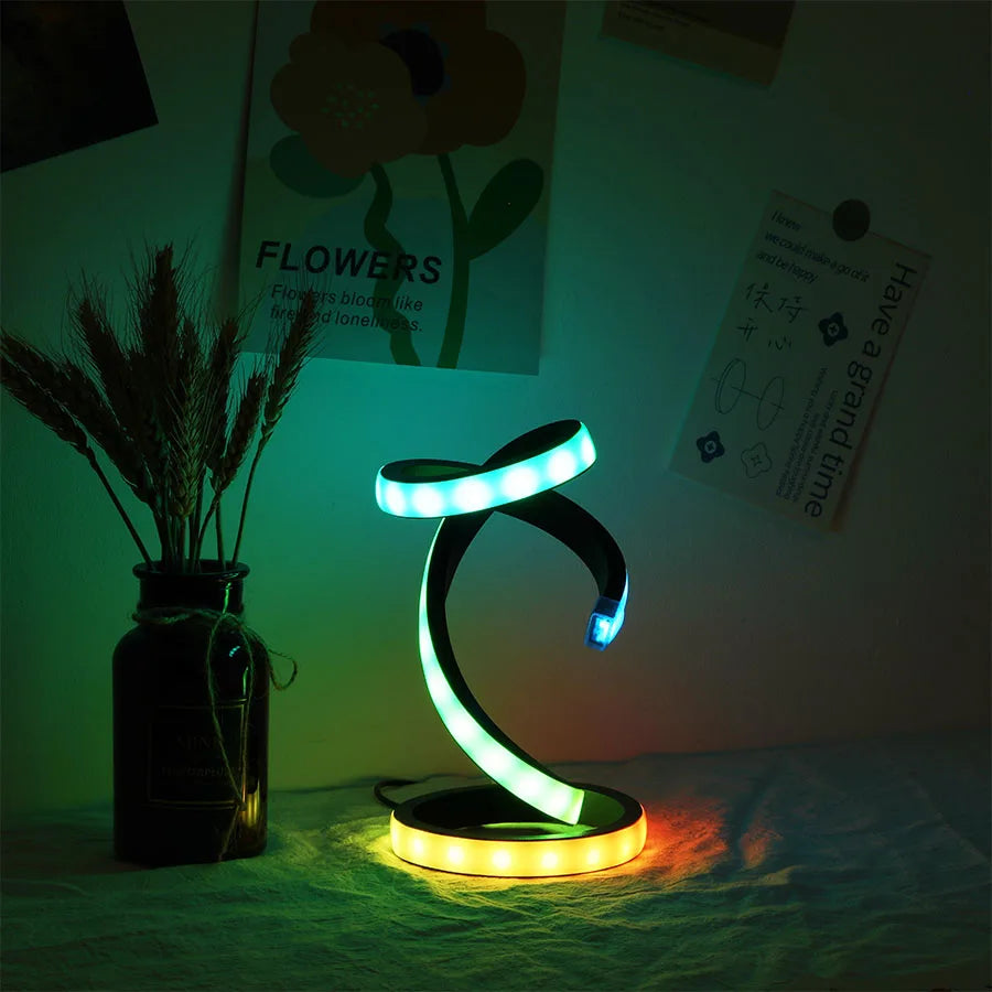 1PC Romantic Rainbow Creative Desk Lamp, USB - 36 Modes Rainbow Running Light for Bedroom Atmosphere Lamp Night Light, Suitable