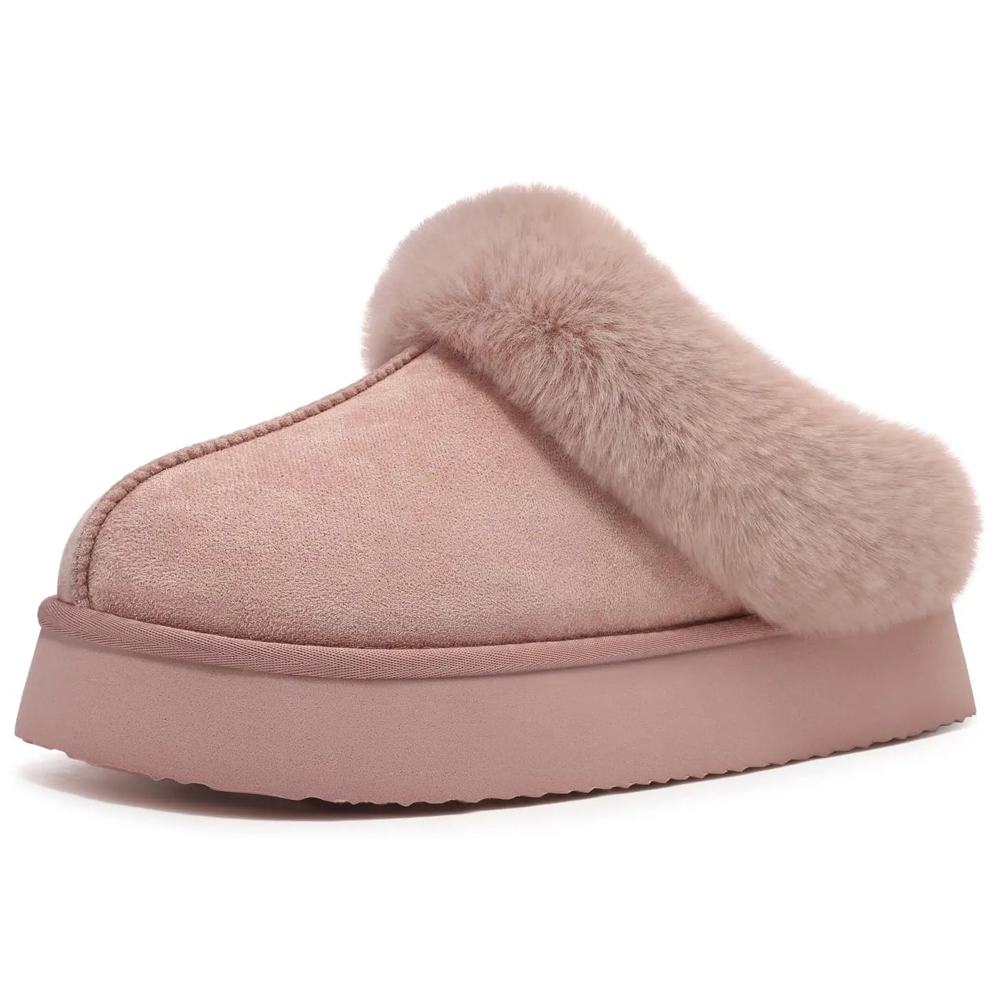 Women's Fashion Fur Winter Slippers With Thick Sole Fluffy Fuzzy Slippers and Anti-Slip Platform Slides Plush Shoes