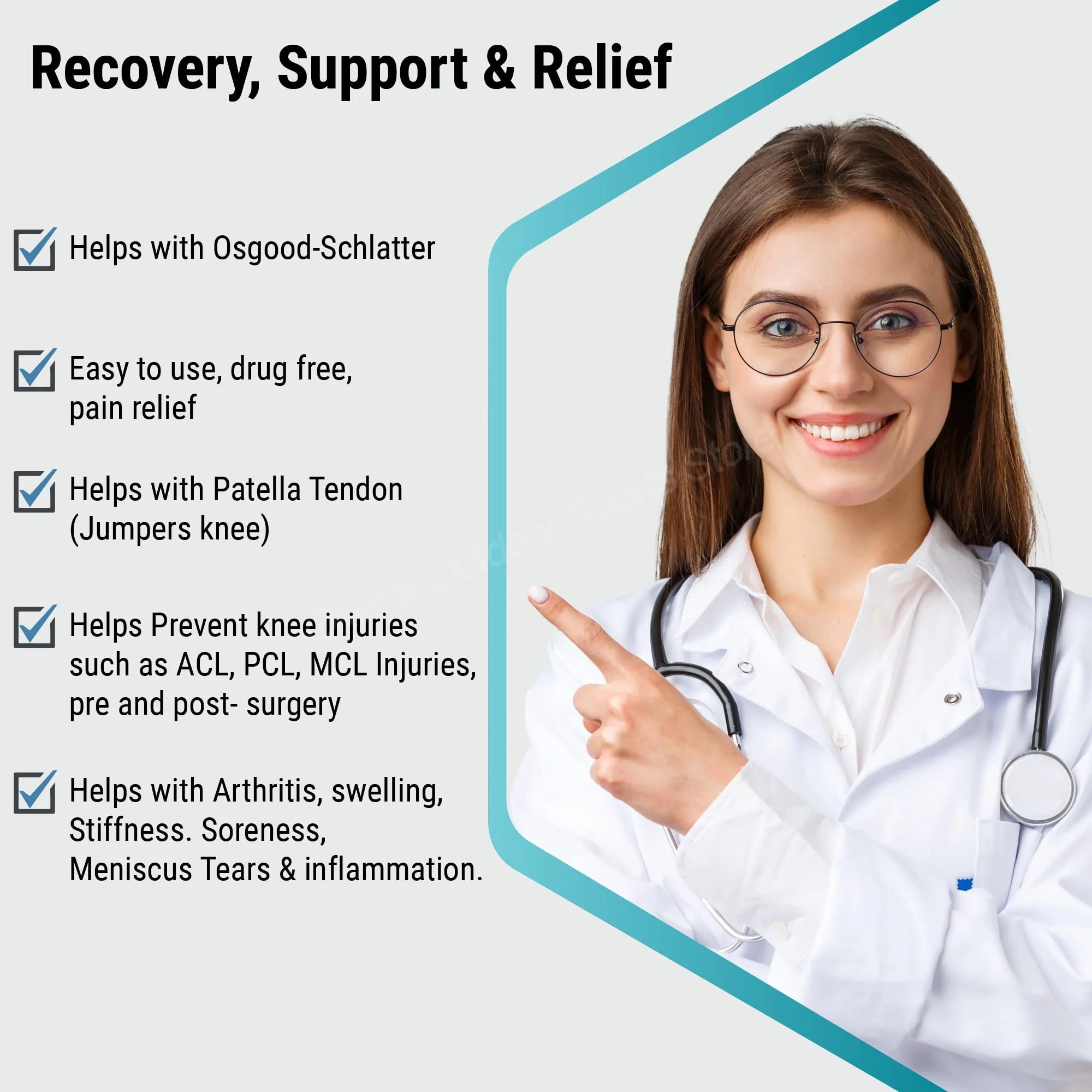 1PC EVA Patella Knee Strap, X-Pressurized Knee Support With Double Patellar Kneepad For Tendon Support Suitable For Gym