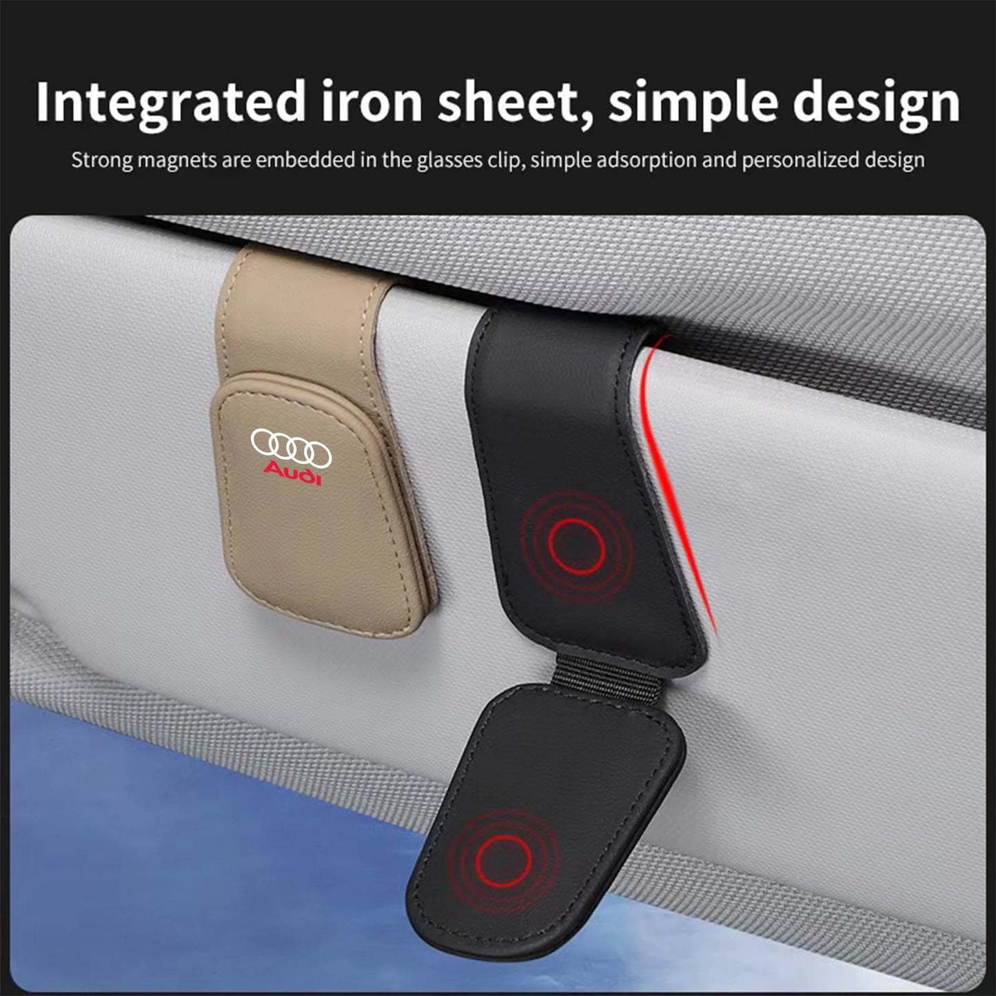 Car Leathers Glasses Clip Sun Visor Sunglasses Card Box For Audi Quattro Sline A3 A4 A6 A5 Q5 A1 Q7 Q3 Q2 Q8 A7 A8 TT S1 SQ5