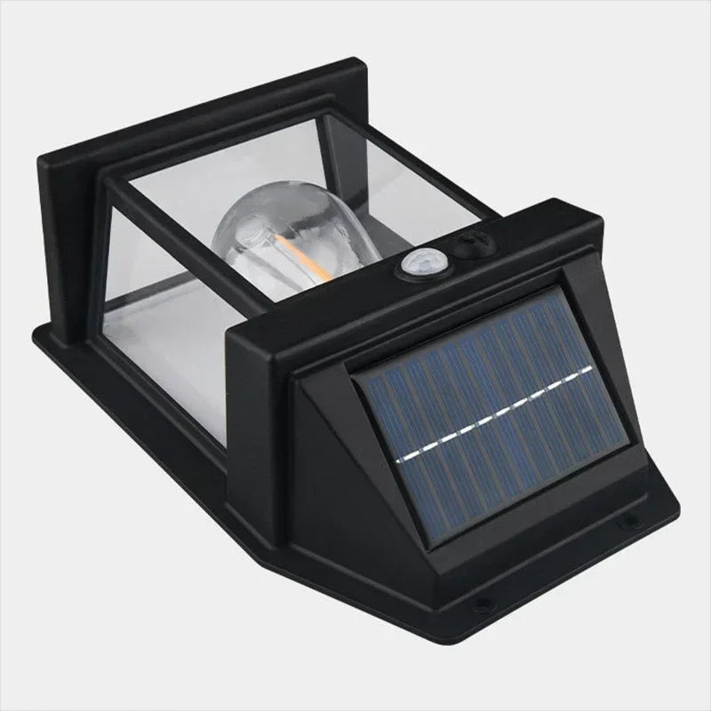Solar-Powered Waterproof Outdoor Wall Light with Motion Sensor Tungsten Filament Garden Yard Decoration LED Lamp 3 Modes 1-4Pcs
