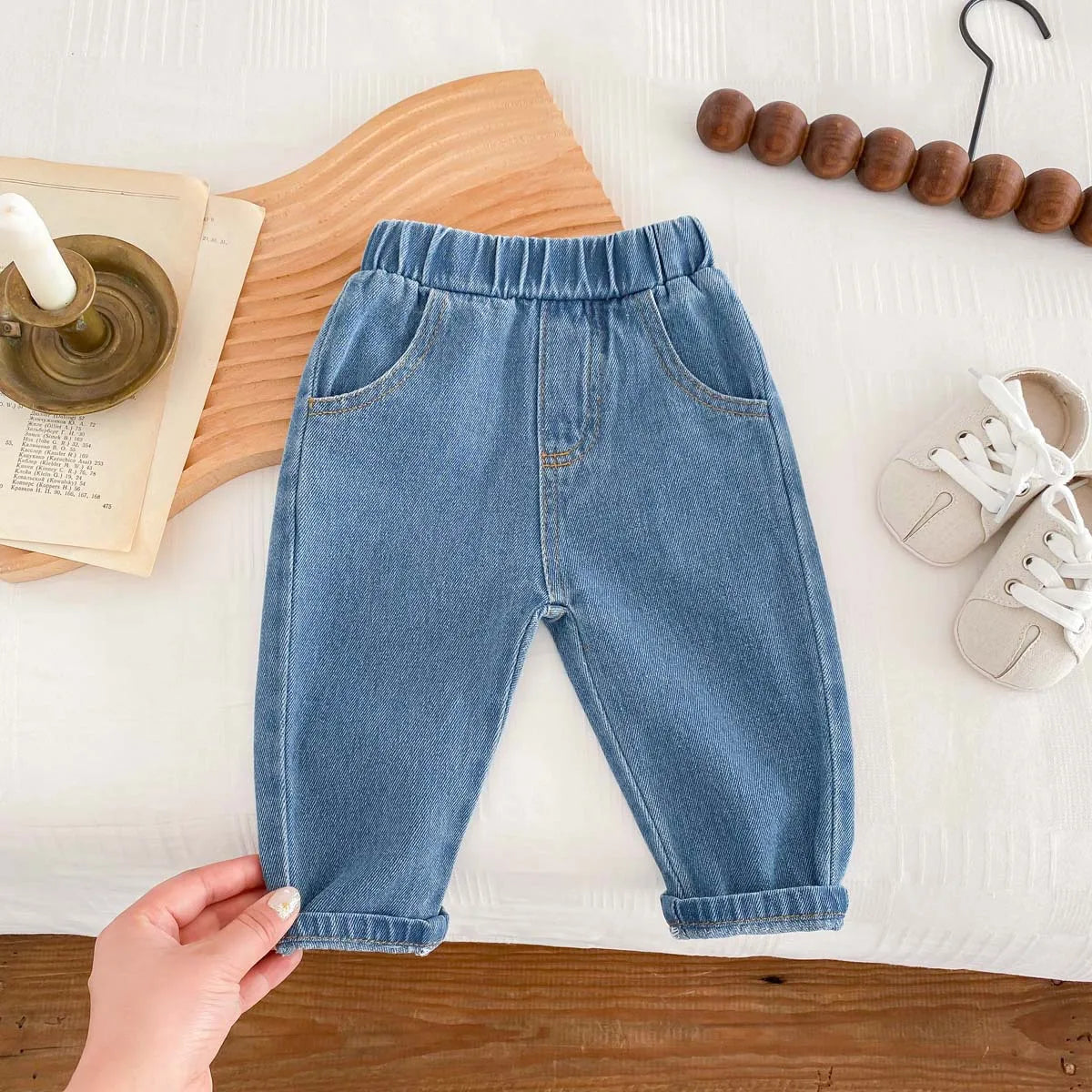 Kid's Trousers Base Colour Children Soft Denim Pants Boys Jeans Girls Solid Skinny Pants 1-6Y Unisex