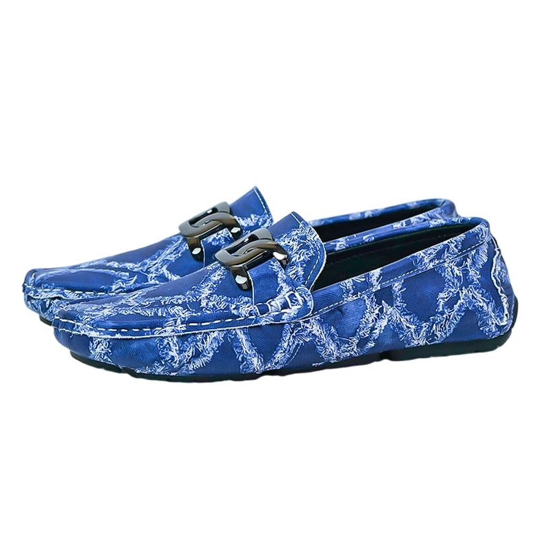 Fashionable Mens Over Size 38-48 Moccasin Shoes Blue Spring Male Formal Dress Shoes Comfortable Youth Leisure Shoes