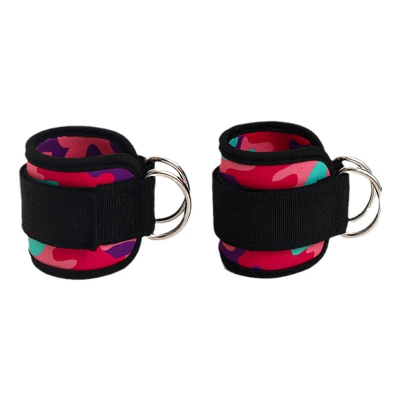 2 stuks enkelbanden met kabel en dubbele D-ring voor enkelboeien voor sportschooltrainingen, bilspieren, benen, kracht, extensies, training, brace, ondersteuning, sport