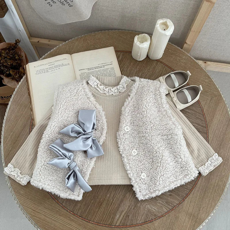 Winter Baby Blouse Infant Girls Boys Shirt Thicken Cotton Fur Lining Base Tops Unisex