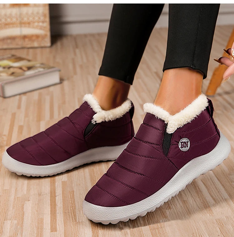 Winter Women Flats Warm Fur Black Ladies Shoes Round Toe Waterproof Shoes Sneakers Women Flat Zapatos De Mujer Shoes Woman