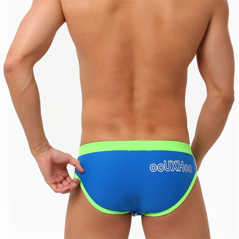 Men’s Printed Swim Briefs – Low Waist Padded Swimsuit for Beach, Pool & Summer Sports