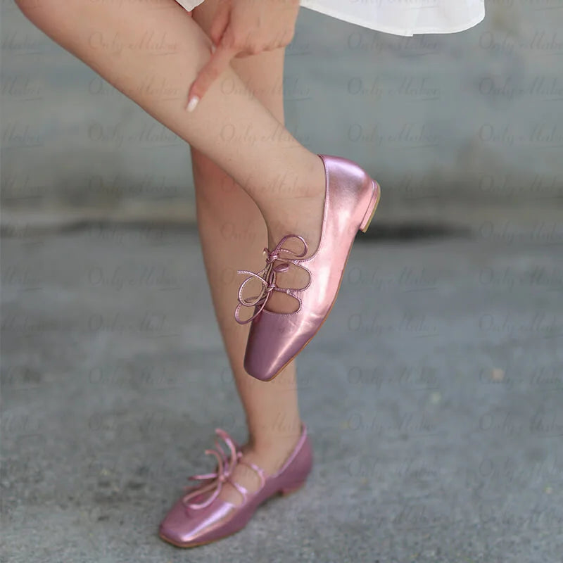 Women Flats Square Toe Mary Jane  Strap Retro Elegant Big Size Daily Shoes