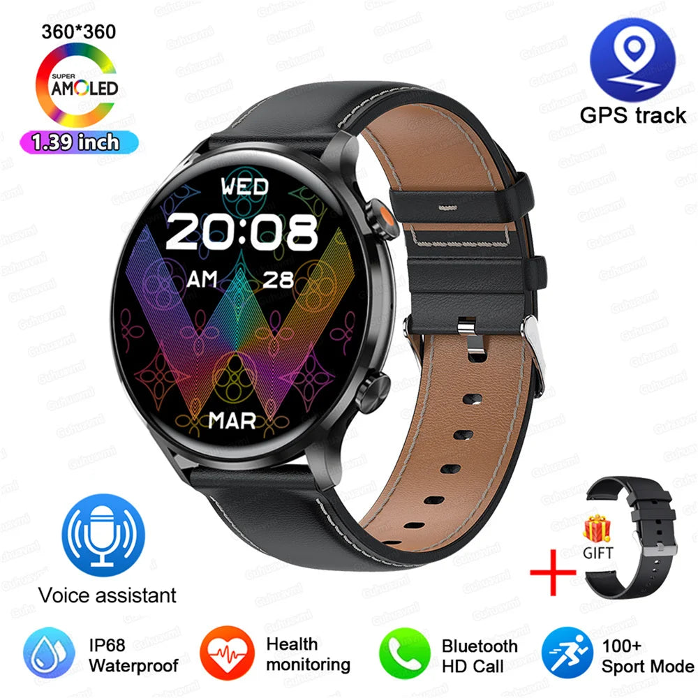 2025 Nieuwe Smartwatch voor dames AMOLED HD-scherm Altijd aan Bluetooth-oproep IP68 Waterdicht GPS Smart Men-horloge - Compatibel met Android IOS