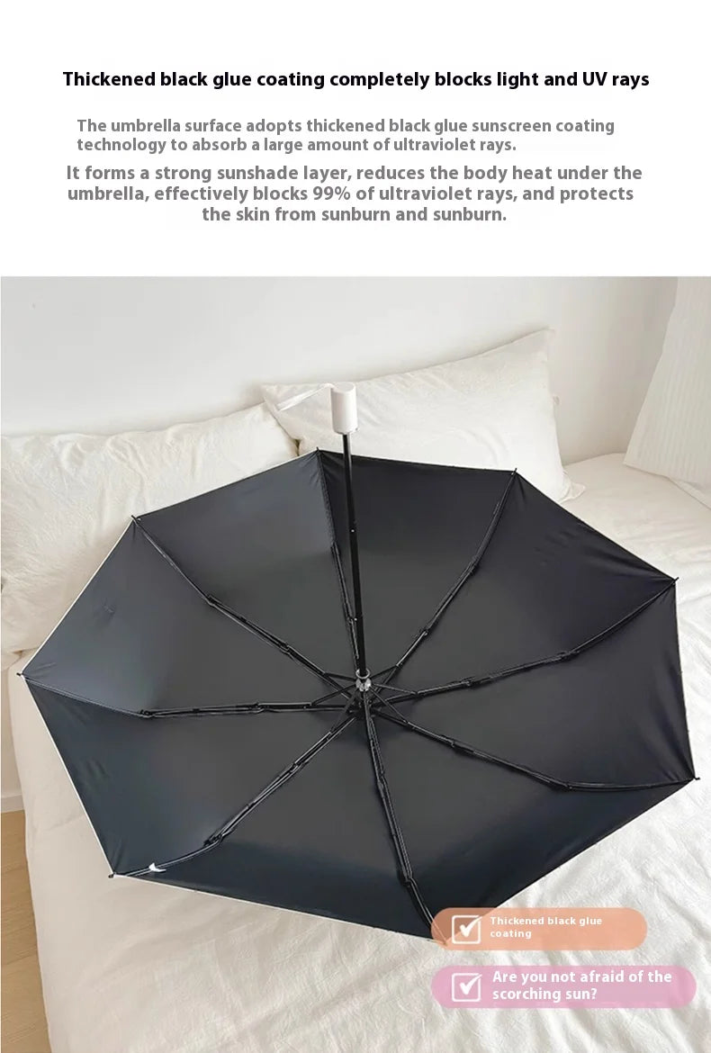 Automatic Fold Umbrella | All-Weather UV Sunshade | Ins Style Black Glue Design