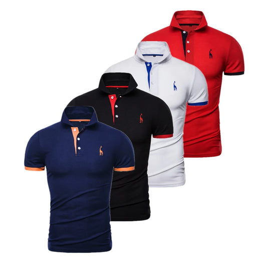 Men's 4 Pcs Embroidery Polo Shirt Casual Business Social Short Sleeve Summer Quality Slim Fit Shirts For Men