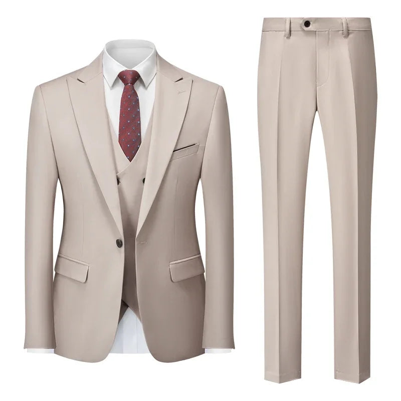 Men's Italian Business Gentleman Slim Suit, Groom Wedding Blazers, Italian Costume - Sizes M to 5XL