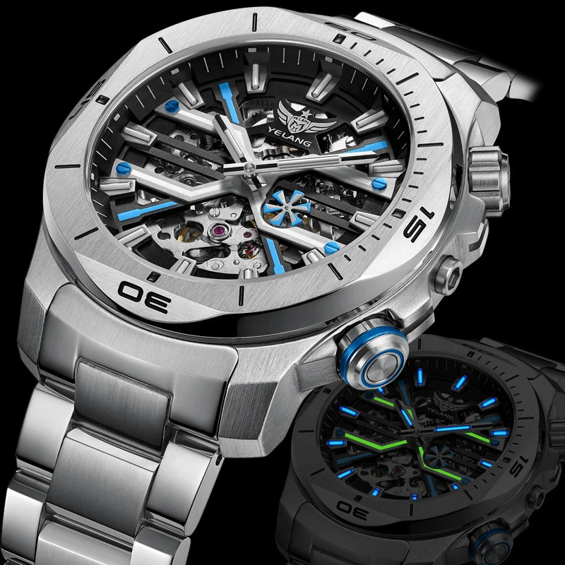 Yelang Men Dress Watch 44mm Vintage Dial Retro Business Luxury Sapphire Japan 8N40 Automatic Mechanical Waterproof 30Bar Reloj
