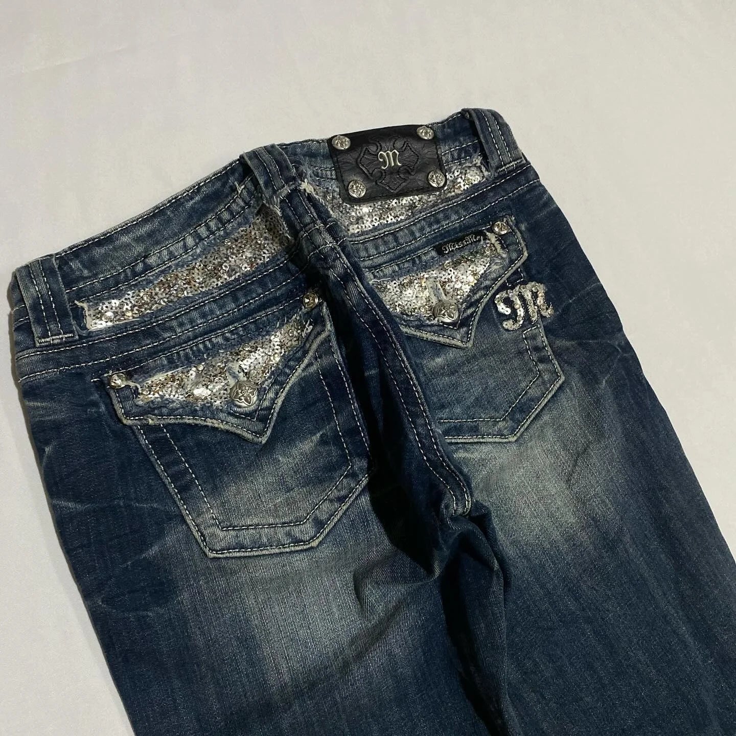 Women's Gothic Jeans Y2K Clothes Harajuku Hip Hop Pocket Embroidery Vintage Dark Blue Baggy Jeans High Waist Slim Flared Trousers